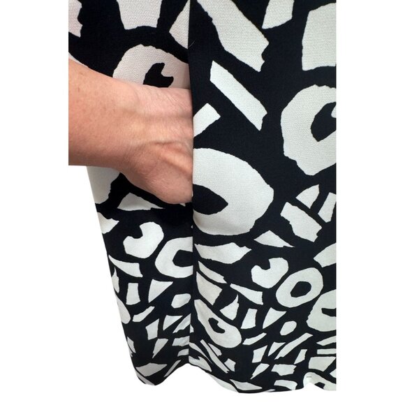 Ann Taylor Loft Petites Dress Black and White Geometric Pattern Women's 10P - Picture 3 of 6